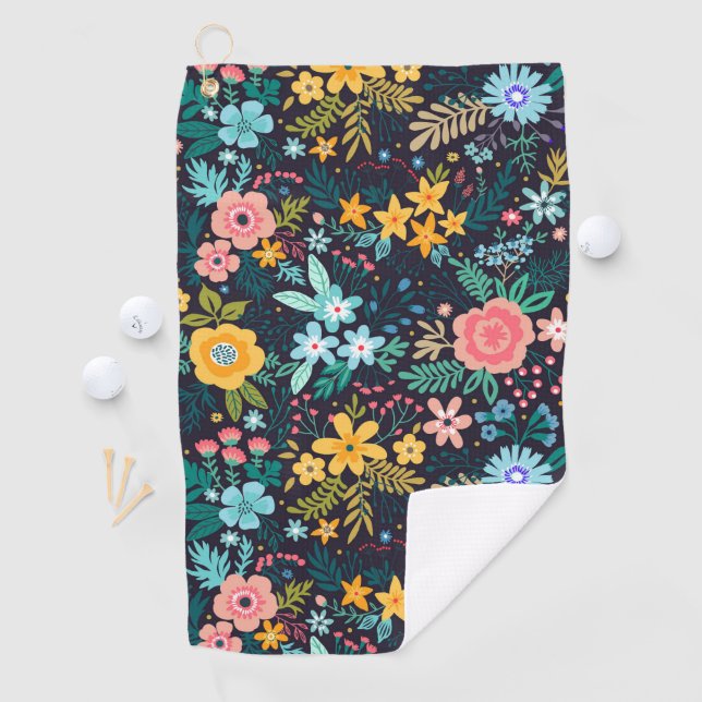 Niedliches buntes Blumenmuster Golfhandtuch (Insitu)