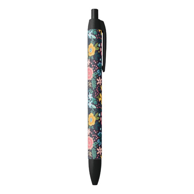 Niedliches buntes Blumenmuster Kugelschreiber (Unterseite (Vertikal))