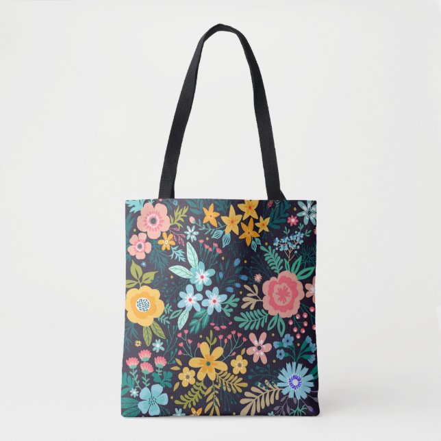 Niedliches buntes Blumenmuster Tasche (Vorderseite)