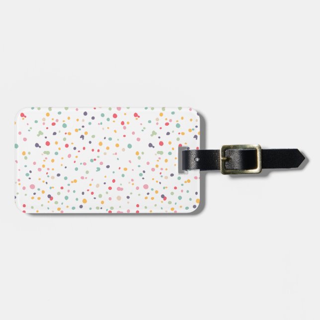 Niedliches buntes Confetti-Punkt-Muster Gepäckanhänger (Vorderseite horizontal)