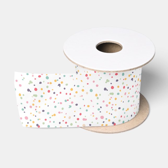 Niedliches buntes Confetti-Punkt-Muster Satinband (Spule)