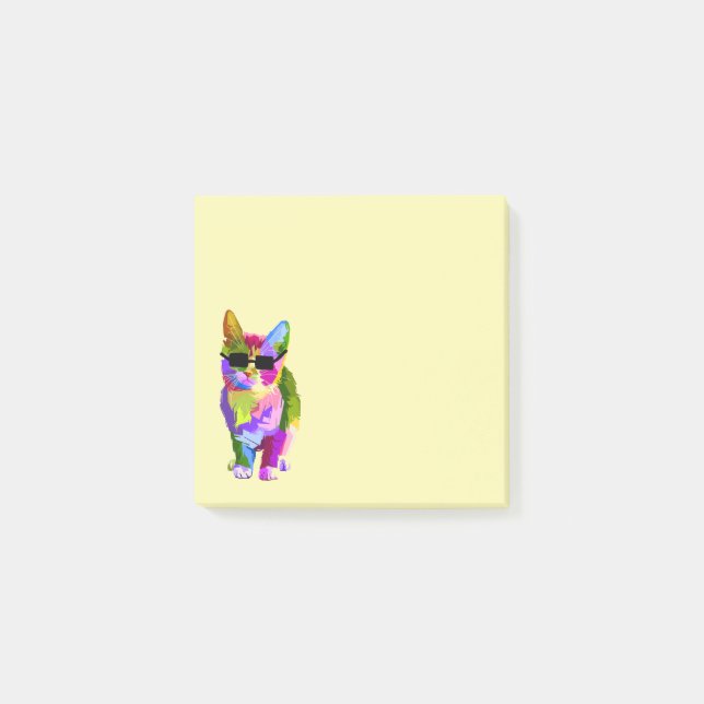 Niedliches, buntes cooles Katzenpapier Post-it Klebezettel (Vorderseite)