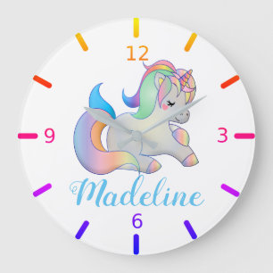 Niedliches Buntes Einhorn Große Wanduhr