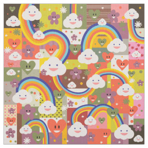 Niedliches buntes harajuku Illustrationsmuster Stoff