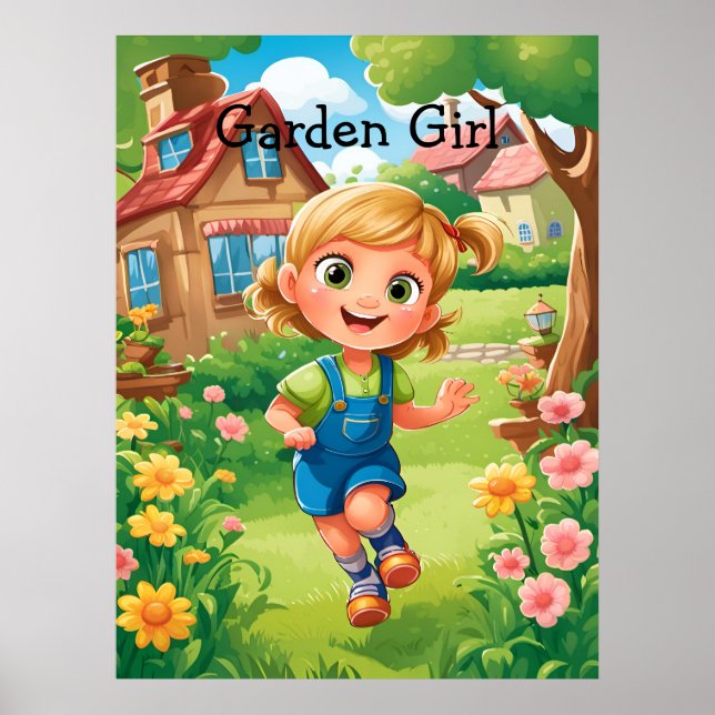 Niedliches buntes Joyful Garden Girl Poster (Vorne)
