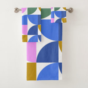 Niedliches buntes Retro geometrisches Badhandtuch Set