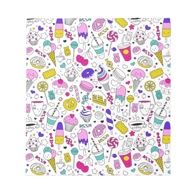 Niedliches, buntes, süßes Muster Notizblock (Vorderseite)