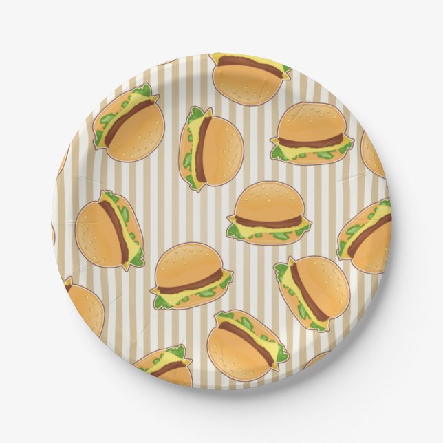 Niedliches Burger Druckkunstpapier für Party Pappteller (Vorderseite)
