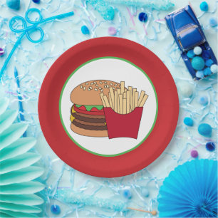 niedliches Burger Pommes Party Pappteller