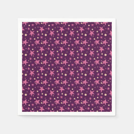 Niedliches Burgundy Pink Star Space Girl Party Serviette