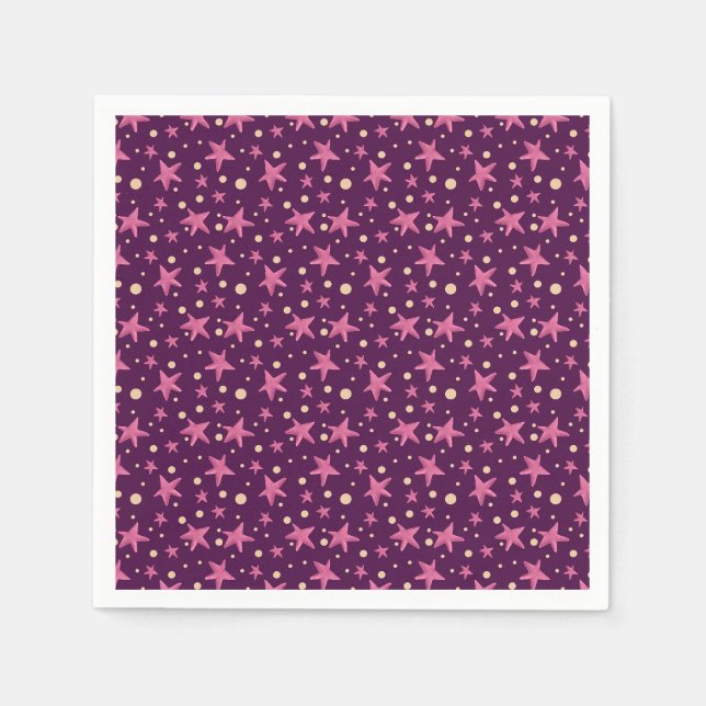 Niedliches Burgundy Pink Star Space Girl Party Serviette (Vorderseite)