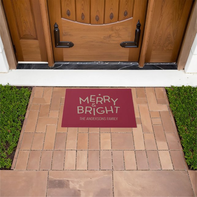 Niedliches Burgundy Red Bright Frohe Weihnachtsdek Fußmatte (Außenbereich)