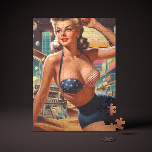 Niedliches Button des Retrofuturismus