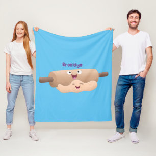 Niedliches Button und Teig Backwaren Cartoon Fleecedecke