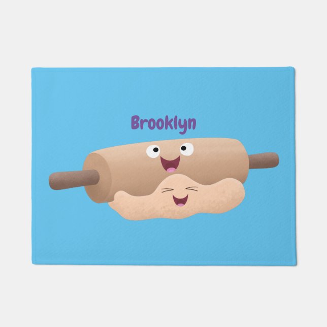 Niedliches Button und Teig Backwaren Cartoon Fußmatte (Vorderseite)