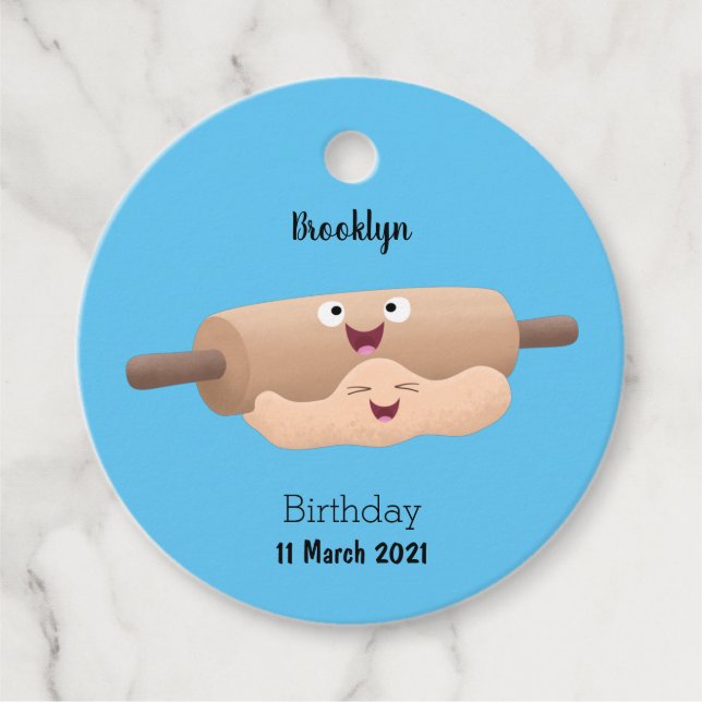 Niedliches Button und Teig Backwaren Cartoon Geschenkanhänger (Vorderseite)