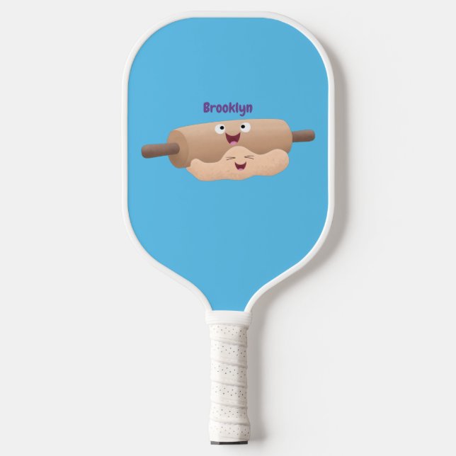 Niedliches Button und Teig Backwaren Cartoon Pickleball Schläger (Vorderseite)