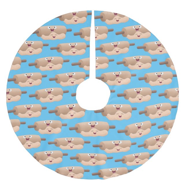 Niedliches Button und Teig Backwaren Cartoon Polyester Weihnachtsbaumdecke (Vorderseite)
