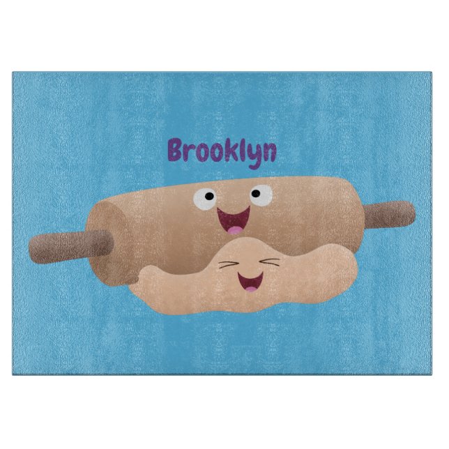 Niedliches Button und Teig Backwaren Cartoon Schneidebrett (Vorderseite)