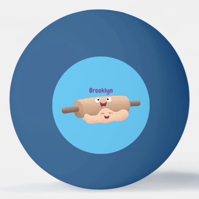 Niedliches Button und Teig Backwaren Cartoon Tischtennisball (Vorderseite)