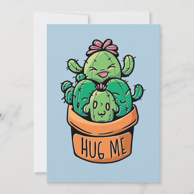 Niedliches Cacti Hug Save The Date (Vorderseite)