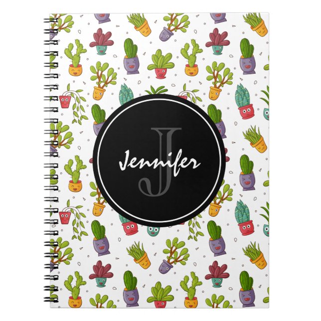 Niedliches Cactus Nature Succulents-Muster Notizblock (Vorderseite)
