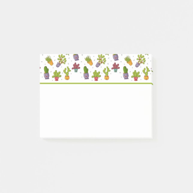 Niedliches Cactus Nature Succulents-Muster Post-it Klebezettel (Vorderseite)