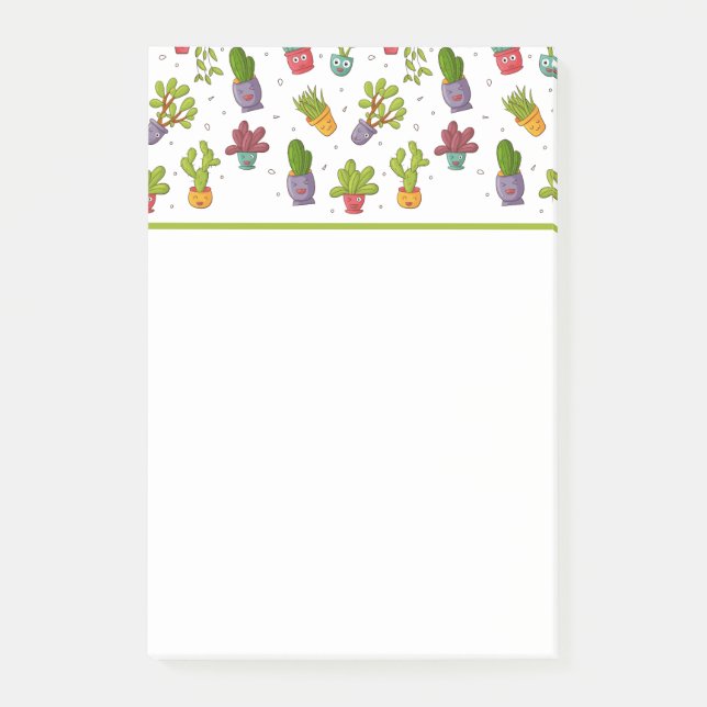 Niedliches Cactus Nature Succulents-Muster Post-it Klebezettel (Vorderseite)