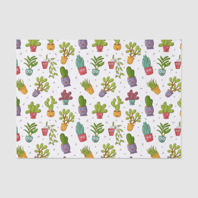 Niedliches Cactus Nature Succulents-Muster Seidenpapier (Vorderseite)