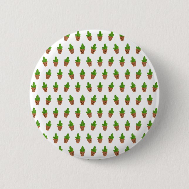 Niedliches Cactus Pattern - Happy Pflanze Lover De Button (Vorderseite)