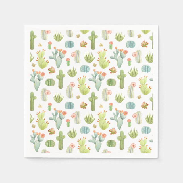 Niedliches Cactus Stehend Pattern Serviette (Vorderseite)