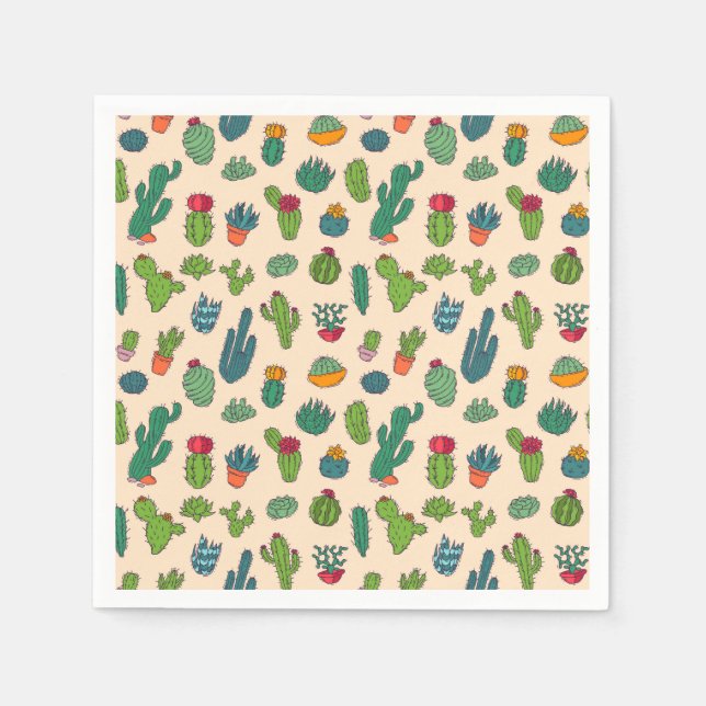 Niedliches Cactus Stehend Pattern Serviette (Vorderseite)