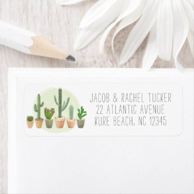 Niedliches Cactus Watercolor Succulent Pots Label (Insitu)