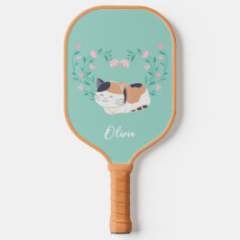 Niedliches Calico Cat und Pickleball Paddel Schläger