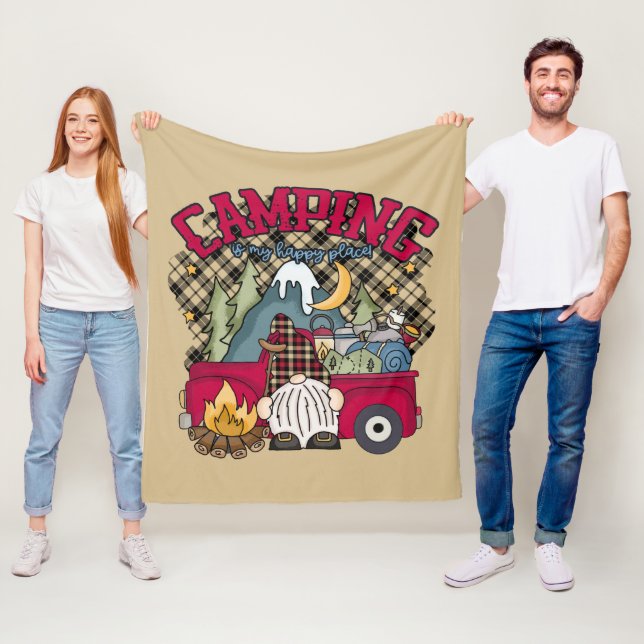niedliches Camping glücklicher Platz Gnome Fleecedecke (Beispiel)