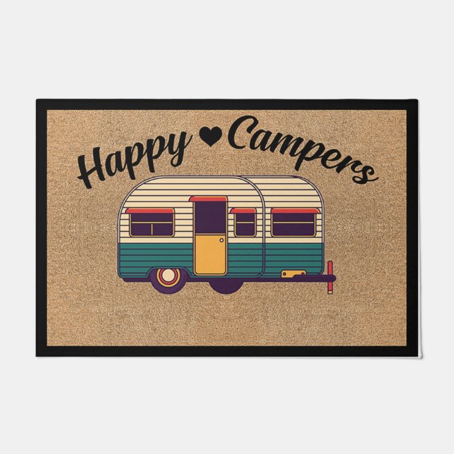 Niedliches Camping Quotes Rug, Happy Campers Fußmatte (Vorderseite)
