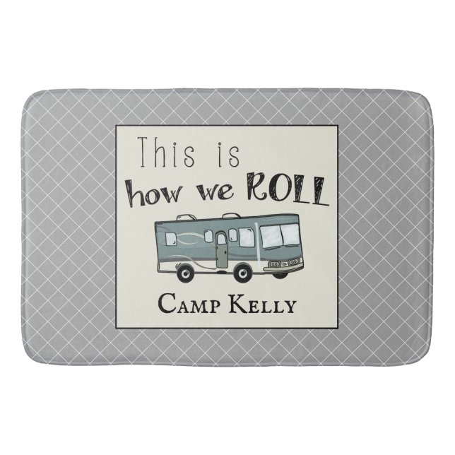 Niedliches Camping RV "This is How We Roll" Person Badematte (Vorderseite)