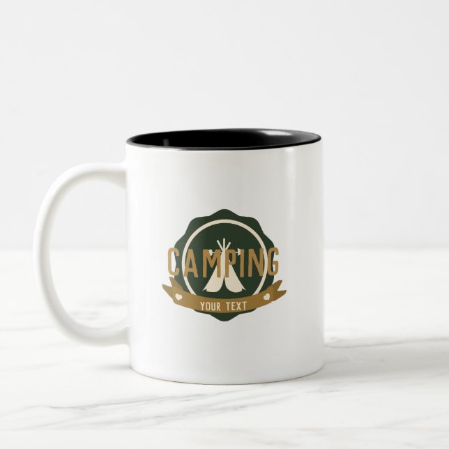 Niedliches Camping Zelt Banner Camper Zweifarbige Tasse (Links)