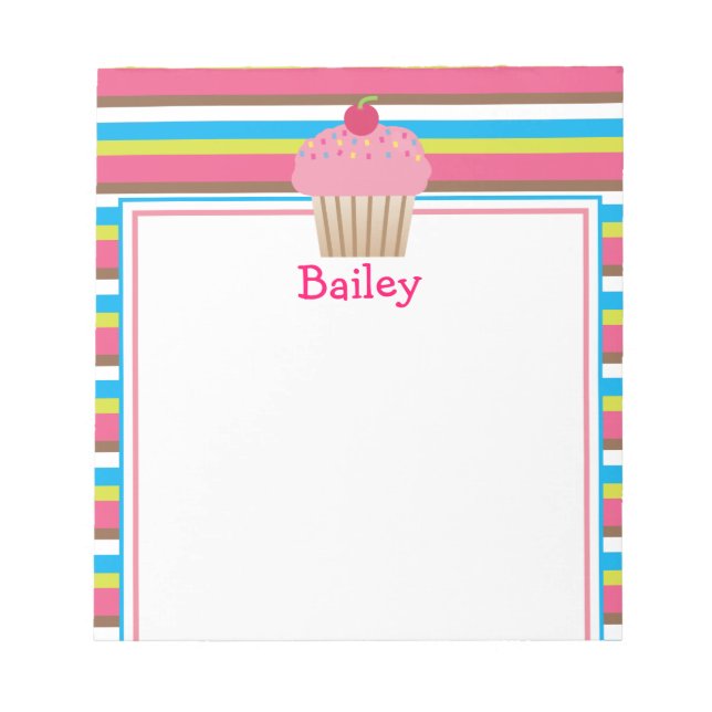 Niedliches Candy Striped Cupcake Notepad Notizblock (Vorderseite)
