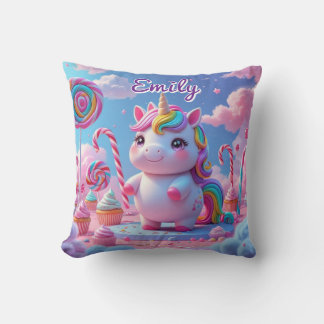 Niedliches Candy Unicorn Kissen - bestellbarer Nam