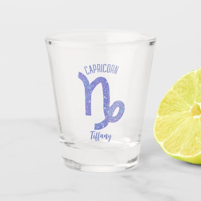 Niedliches Capricorn Astrologie Signieren Lila Per Schnapsglas (Vorderseite)