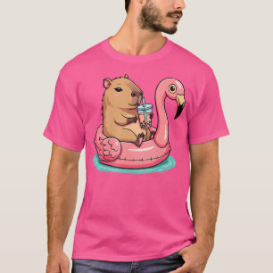 Niedliches Capybara auf Flamingo Pool Schwimmbad S T-Shirt