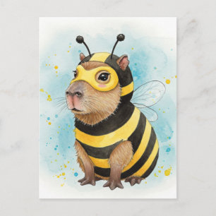 Niedliches Capybara in BienenKostüm Postkarte
