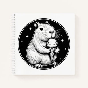 Niedliches Capybara mit Eiscreme Code Kawaii Noteb Notizbuch