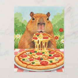 Niedliches Capybara mit Pizza Postkarte