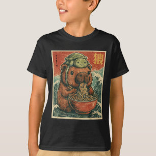 Niedliches Capybara und Schildkrötenrückpack Ramen T-Shirt