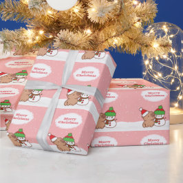 Niedliches Capybara und Schneemannsfest Geschenkpapier