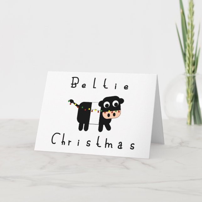 Niedliches Cartoon Beltie Weihnachten Karte (Vorderseite)