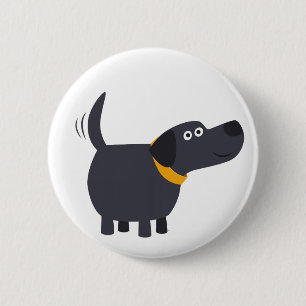 Niedliches Cartoon Black Labrador Button Abzeichen