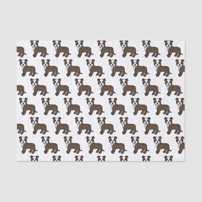 Niedliches Cartoon-Dog-Muster in der Brindle und i Seidenpapier (Vorderseite)